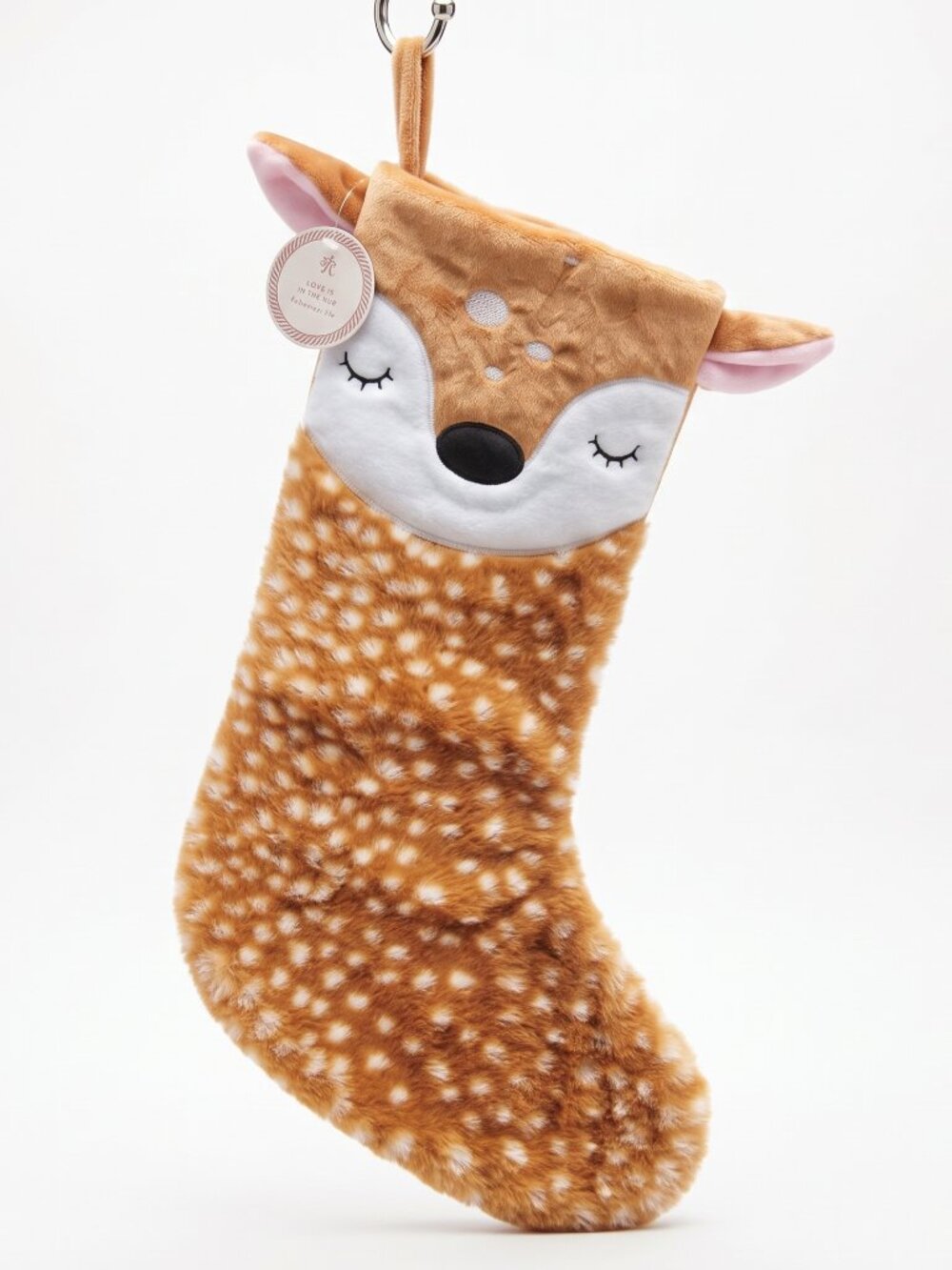 Deer Fawn Reindeer Plush Christmas Stocking
